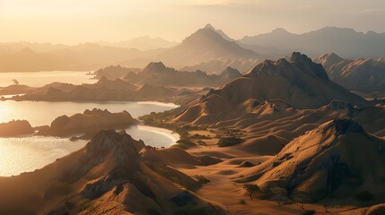 Sunrise over a beautiful island chain with white sand beaches