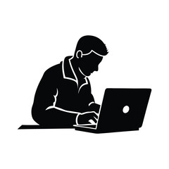 man working on a laptop silhouette vector design
