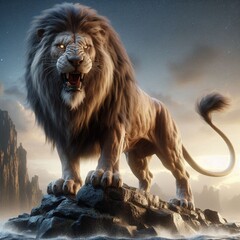 Obraz premium lion on the rock