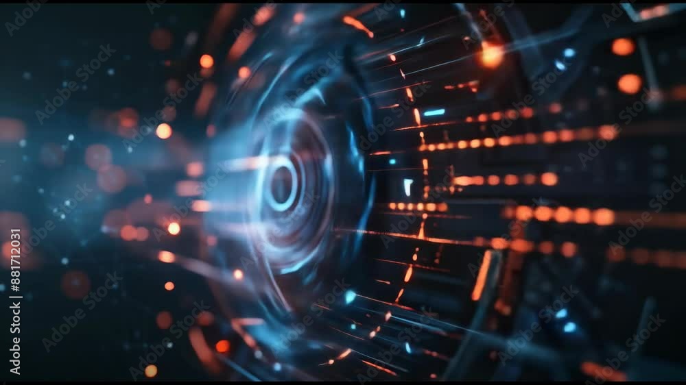 Poster The UI Frame Interface. The HUD concept design encompasses brackets, equalizers, data, futuristic elements in 4K | 3840 x 2160 | 0:30.
