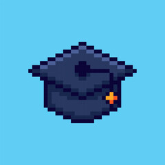 Fototapeta premium Pixel art graduation hat game asset design
