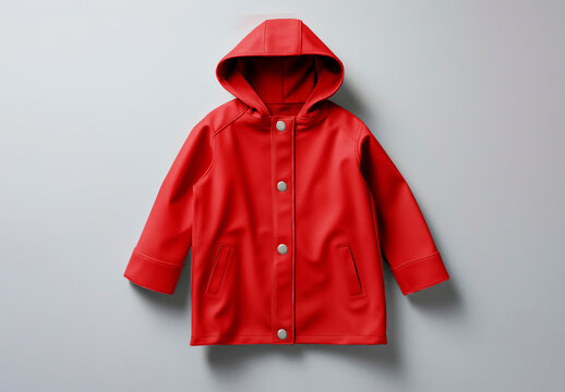 Apparel Flatlay Kid Raincoat Mockup With Generative AI