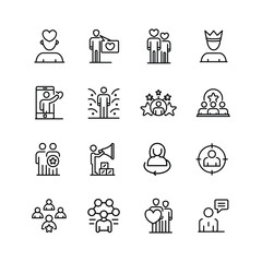 People icon set. Containing group, family, human, team, community, friends, population and senior icons. Solid icon collection.