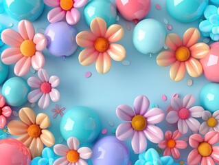 Obraz premium 3D Fantasy bright flowers balloon flowers