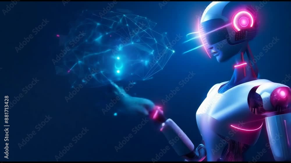Aufkleber Chatbot ChatGPT interface Futuristic technology development Chatbot, Deep brain Machine Learning. Digital robot application, Open . Virtual assistant on the internet..