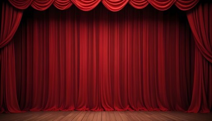 Fototapeta premium Fiery red stage or theater backdrop with shadows