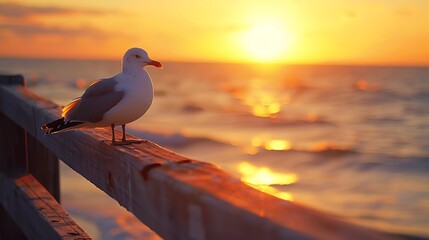 Seagull watching the sunset