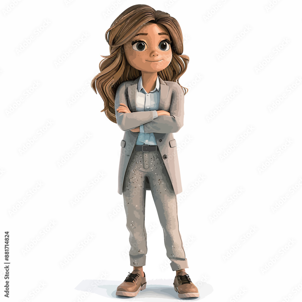 Wall mural young business woman with glasses and a jacket. 3d rendering.