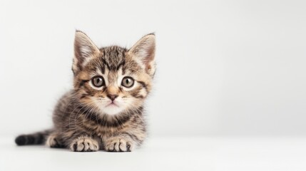 Obraz premium Fluffy Watercolor Kitten - Adorable Feline Pet with Whimsical Artistic Touch, Perfect for Marketing and Online Use