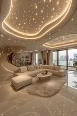 金持ちのゴージャスで豪華絢爛なリビング