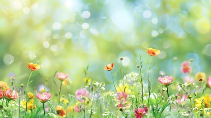 Springtime Meadow with Blooming Flowers