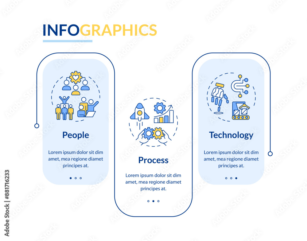 Poster ppt framework blue rectangle infographic template. assortment plan. data visualization with 3 steps.
