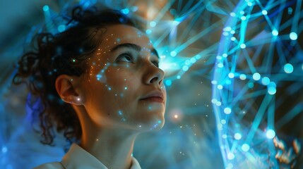 Woman's Face Scanned with Digital Technology