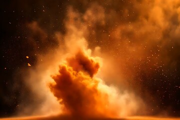 Colorful orange dust explosion