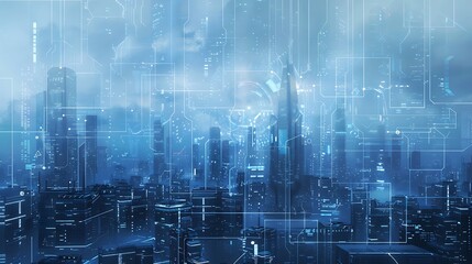 Cyberpunk Cityscape with Futuristic Interface