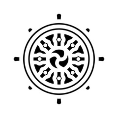 dharma wheel dharmachakra glyph icon vector. dharma wheel dharmachakra sign. isolated symbol illustration