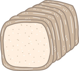 Cartoon sliced ​​bread There is a clear brown border. and the inside is soft and brown