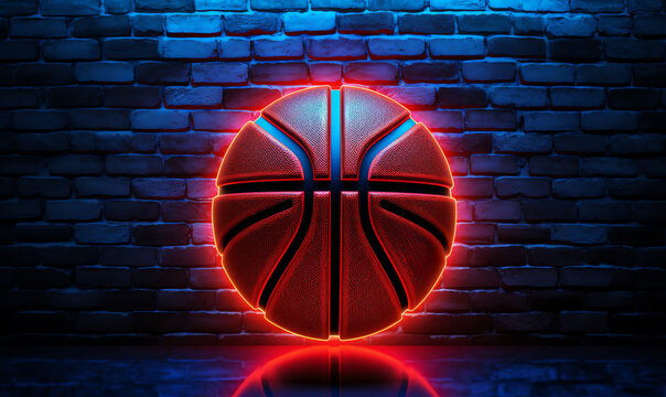 a basketball in neon lights