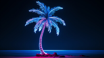 a palm tree with neon lights