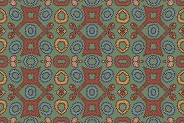 Ikat ethnic seamless pattern design. Abstract geometric Aztec fabric carpet mandala ornaments textile decorations wallpaper. Tribal boho native