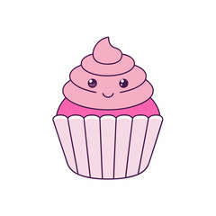 minimal style clean line art of cupcake vector illustration, cartoon, clipart and line art design