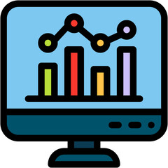 Vector Icon Analytics, Monitor, Graph, Statistics, Report