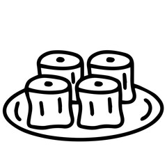 Hand drawn black and white color of shumai design isolated on transparent background. Vector illustration. 