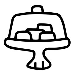 Hand drawn black and white color of bakery design isolated on transparent background. Vector illustration. 