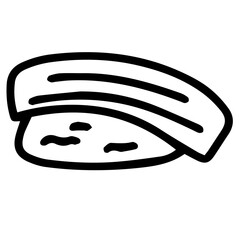 Hand drawn black and white color of sushi design isolated on transparent background. Vector illustration. 