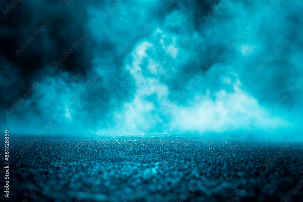Poster textured surface under a misty blue environment, clean, with space for design presentation. generati