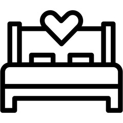 Vector Icon Bed, Wood, Love, Home, Romance