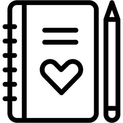 Vector Icon Notebook, File And Folder, Secret, Heart, Love