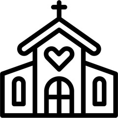Vector Icon Church, Prayer, Christmas, Building, Wedding
