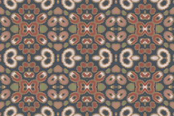 Ikat ethnic seamless pattern design. Abstract geometric Aztec fabric carpet mandala ornaments textile decorations wallpaper. Tribal boho native