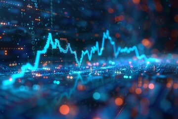 Fototapeta premium Abstract Digital Stock Market Chart with Bokeh Lights