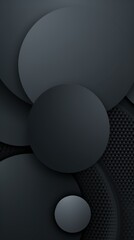 Abstract design featuring a pattern of overlapping black and grey circles on a textured background