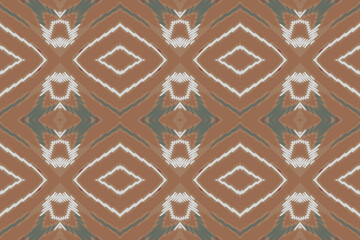 Ikat ethnic seamless pattern design. Abstract geometric Aztec fabric carpet mandala ornaments textile decorations wallpaper. Tribal boho native