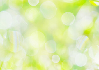 Soft Green Bokeh Light Background with Spring Vibes（さわやかな明るい緑の玉ボケ背景） © mogumogu200