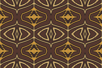 Ikat ethnic seamless pattern design. Abstract geometric Aztec fabric carpet mandala ornaments textile decorations wallpaper. Tribal boho native