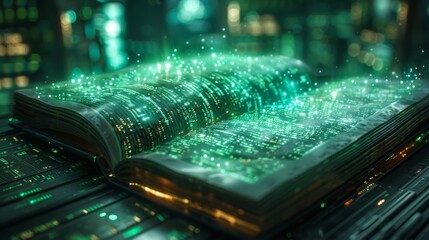 Digital Codex with Glowing Data Streams - Generative AI