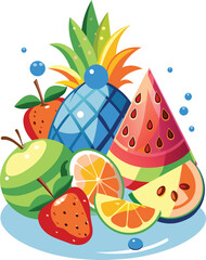 Fresh fruits, flat illustration, vector illustration.