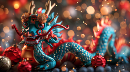 Fototapeta premium Chinese new year concept, 2025, happy new year, festive background with dragon