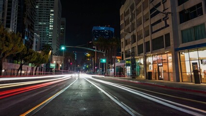 long exposure shot view in the middle of the city at the night