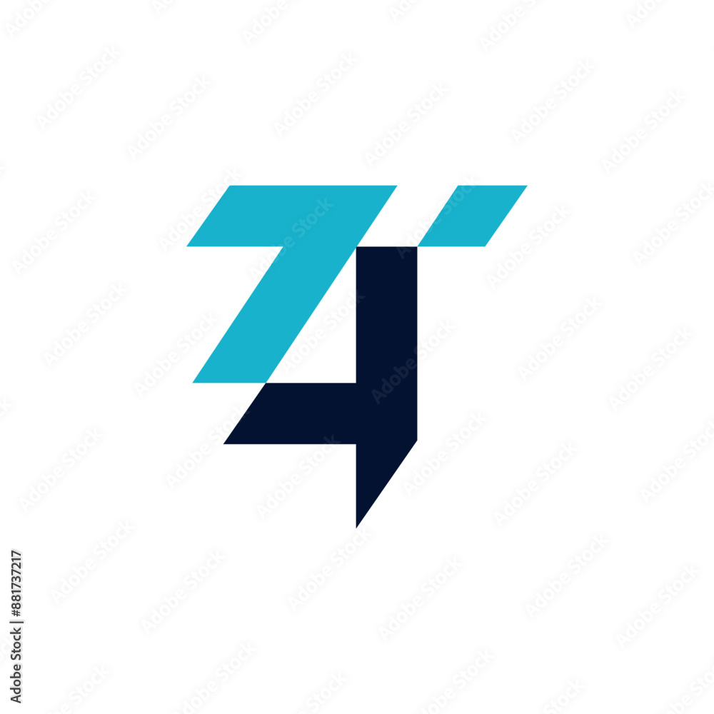 Aufkleber t4 initial logomark with the upward arrow represent future thinking in modern minimalist style