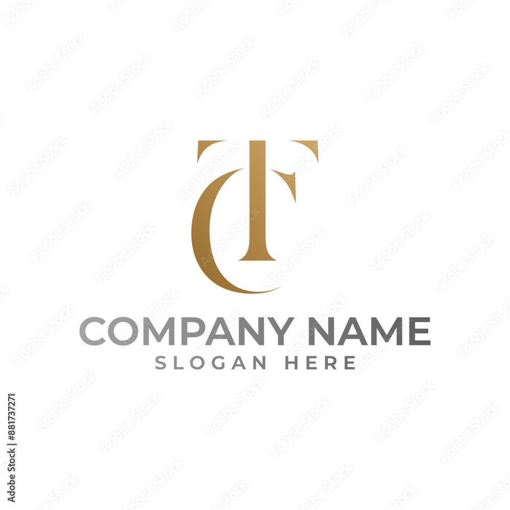 Poster tc initial logomark with the letter tc intertwined in gold gradient color with luxury modern eleganc