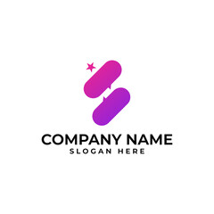 S initial lettermark with the interchange bubble chat represent interaction and the spark star element on top in modern minimalist style