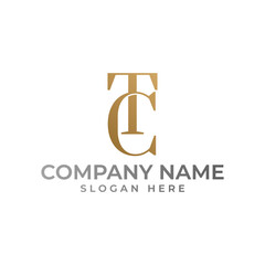 TC initial logomark with the letter TC intertwined in gold gradient with luxury modern elegance and minimalist style