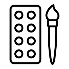 Watercolor Palette Vector Line Icon