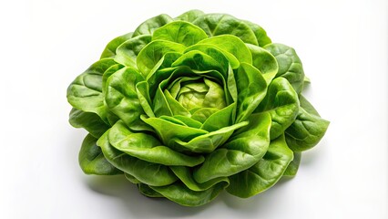 Obraz premium Head of butterhead lettuce isolated on background, Butterhead lettuce, head, isolated, background, fresh, green, organic