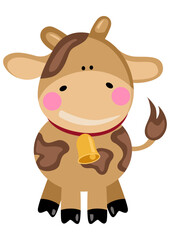 Fototapeta premium Friendly brown cow isolated on white